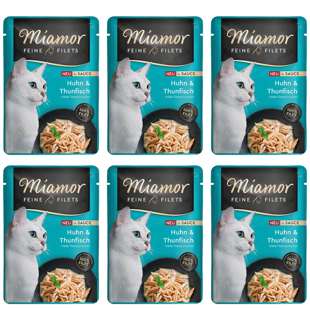 MIAMOR Feine Filets Kurczak z Tuńczykiem w Sosie Karma Mokra dla Kota 6x100g
